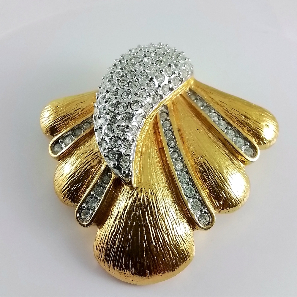 Vintage Large Butler Signed Art Deco Style Rhinestone Brooch